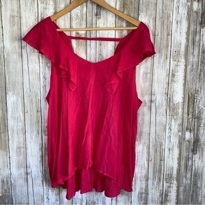 BCBGeneration Pink Ruffle Open Back Blouse